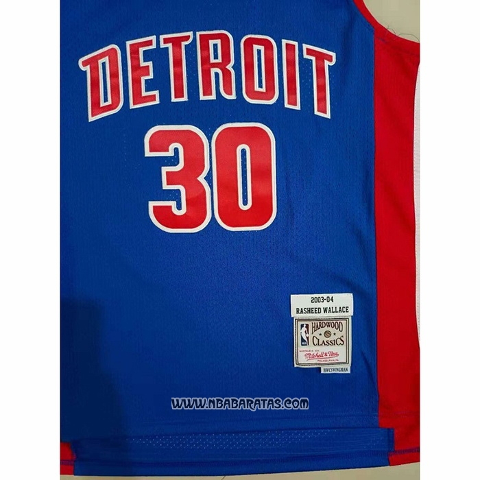 Camiseta Detroit Pistons Rasheed Wallace #30 Mitchell & Ness 2003-04 Azul